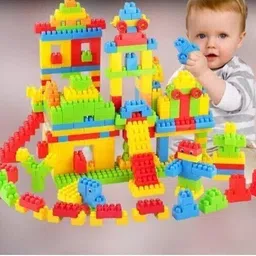 devdarsh Best Vibrant Building Bricks and Blocks 100+pcs Set in a Charming Bag for Kids image 2