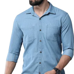 cazzba Men Regular Fit Solid Cut Away Collar Casual Shirt-picture-11