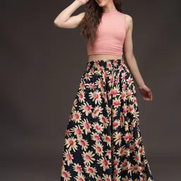 emeros Women Flared Dark Blue, Pink, Yellow Viscose Rayon Trousers-picture-22