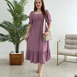 honky tonky Women Fit and Flare Purple Midi/Calf Length Dress-picture-10