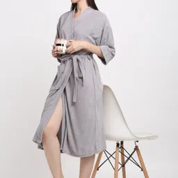 pugnaa Grey-A Free Size Bath Robe image 5
