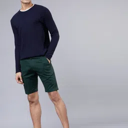 highlander Solid Men Dark Green Chino Shorts image 5