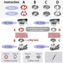 jsc Press Stud Kit, 100 Sets Snap Fasteners Kit Tool Snaps with Fastener Pliers Metal Buttons image 3