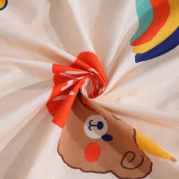 arrabi Multicolor Cartoon Printed 300 TC Cotton Blend Single Bedsheet with 1 Pillow Cover image 3