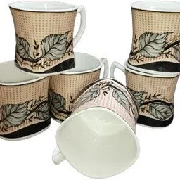 kva Pack of 6 Ceramic Ceramic Floral Printed Tea/Coffee Cups - Set of 6-180 ml Each-picture-10