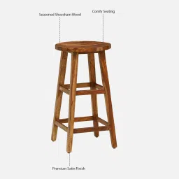 woodsworth from pepperfry Cosenza Sheesham Wood Bar Stool In Rustic Teak Finish image 4