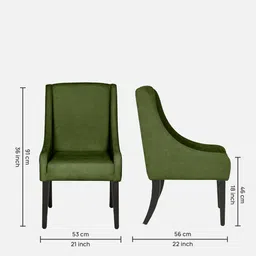 casacraft from pepperfry Piero Fabric Dining Chair In Olive Green Colour image 2