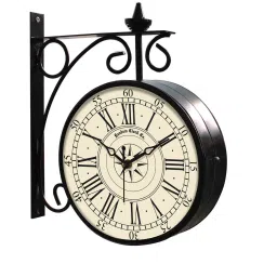 random Double Sided Vintage Multicolour Metal Station Clock image 4