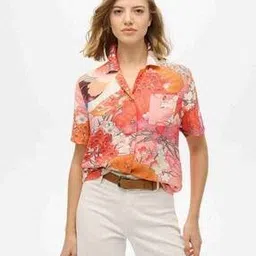 Women Beach Tropical Print Regular Fit Shirt-image-0