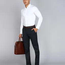 raymond Men Slim Fit Dark Blue Polyester Trousers image 2