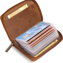 abys Genuine Leather RFID Protected Credit Debit ID Card Holder for Men and Women 15 Card Holder-picture-12