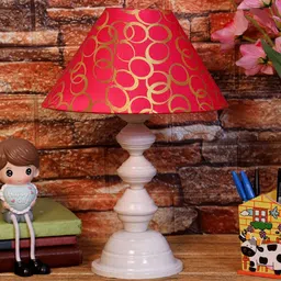 Red & Gold Shade Table Lamp With Metal Base By Foziq image 2