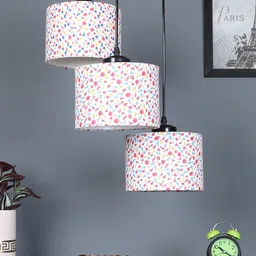 Devansh Multicolor Cotton Round Drum Cluster Hanging Lamp Pendant Lamp Ceiling Lamp image 2