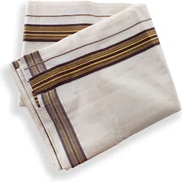 Chithra Fabrics CF 4216 Coffee Gold Fancy Mens Dhoti 4.00m Solid Men Dhoti image 4