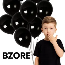 bzore Solid Best 50 Pcs Metallic Black Ballons for Birthday, Anniversary & Party Decoration Balloon image 5