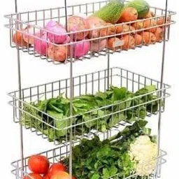 dreamcreation Dish Drainer Kitchen Rack 4 Layer Onion Potato Stand for Kitchen Fruit Vegetable Stand Storage Trolley Dish Drainer Kitchen Rack (Steel) Steel-picture-13