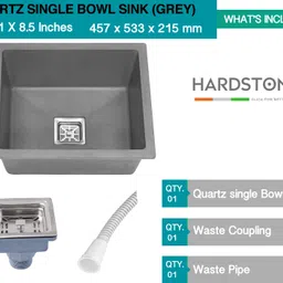 meta Quartz Sink - 21 x 18 x 8.5 In, 10mm Thickness - Heavy - Duty Premium Quality 21X18GREY Top Mount image 4