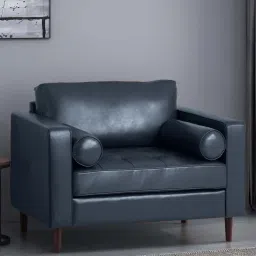 timberly Bruch Leatherette Arm Chair In Blue Colour image 1