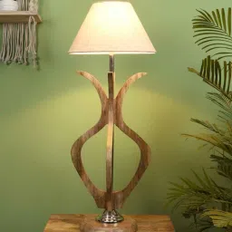 White Fabric Shade Table Lamp With Brown Base By Sapphire-picture-15