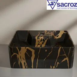 sacroz Ceramic Rectangular Countertop Wash Basin with Single Tap Hole MS-907 Table Top Basin image 2