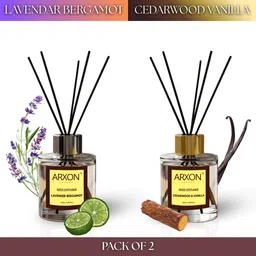 arxon luxury Reed Diffuser Pack of 2 – Lavender Bergamot & Cedarwood Vanilla Diffuser Set-picture-34