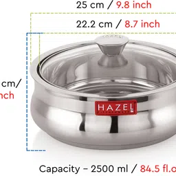 hazel Stainless Steel Casserole for Roti With Glass Lid For Hotcase FoodServing Silver Serve Casserole image 4