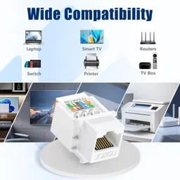 RAREGEAR CAT 6 RJ45 Keystone Jack for Network Patch Panel, Wall Plate ( Pack Of 1 ) Wired Ethernet Lan Adapter compatible with Mac, Linux image 5