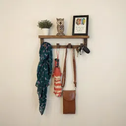 symplify Florian Wooden Wall Shelf Organiser With Key Holders image 3