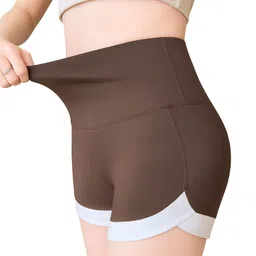 Solid Women Brown Sports Shorts-image-38