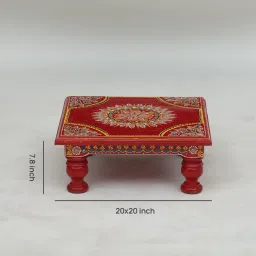 wooden home Multicolour Solid Wood Handpainted Jodhpuri Chowki image 2