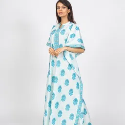 nihsamah Cotton Kaftan Nighty for Women — Printed Premium Stylish Loungewear, Comfortable Nightwear, Sleepwear for Ultimate Relaxation image 2