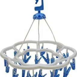 rj rojeno Plastic Round Cloth Drying Stand Hanger with 24 Clips/pegs, Baby Clothes Hanger Stand, (Set of 1) Plastic Scarf Hanger For Scarf-picture-13