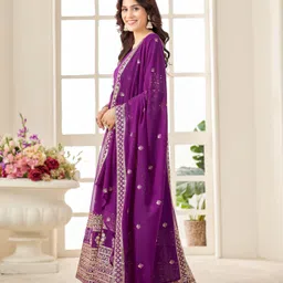 skyliner Embroidered Georgette Stitched Anarkali Gown image 3