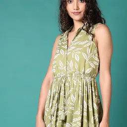 v-mart Women A-line Green Midi/Calf Length Dress-picture-21