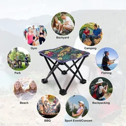 apmfashion Collapsible Stool Camping Stool, Folding Stool with Stable Feet Commode Chair image 2