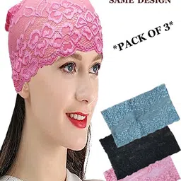 lovly planet Solid, Embroidered, Self Design, Embellished Skull Cap image 3