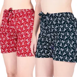tthe dreams Pack of 2 Printed Women Black, Red Casual Shorts-picture-19