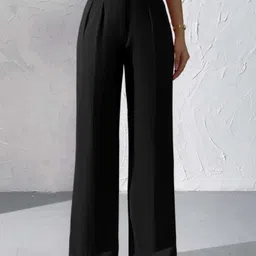 famiss fashion Women Regular Fit Black Viscose Rayon Trousers image 3