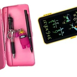 ablue clipper 2-in-1 LCD Digital Slate and Stationery Box for Kids Solid Art Plastic Pencil Box image 2