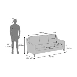 urban ladder create Abbey 3 Seater Fabric Sofa in Steel Colour image 5