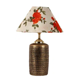 Orange & White Shade Table Lamp With Antique Terracotta Base by Foziq image 5