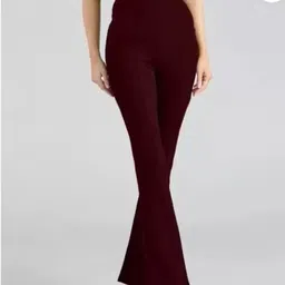 gladly Women Relaxed Maroon Cotton Blend Trousers-picture-18