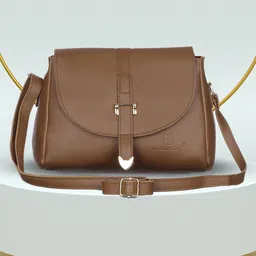 Brown, Gold Women Sling Bag Buckle Sling In Mud Brown-image-60