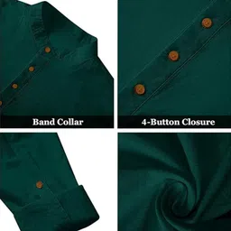 vashuqi Men Solid Cotton Blend Straight Kurta image 5