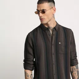 the bear house Men Slim Fit Printed Button Down Collar Casual Shirt-picture-16