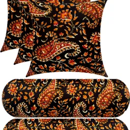 changers Microfibre Bolster Pack of 5 Floral Combo Set Of 3 Cushion And 2-picture-12