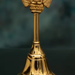 aroha Studio Mandir , Garuda Ghanti (100 Gram Height 4.5 inch) Gold Plated Pooja Bell image 3
