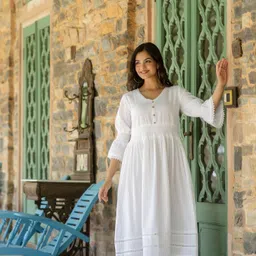 nayo Women Fit and Flare White Midi/Calf Length Dress-picture-41