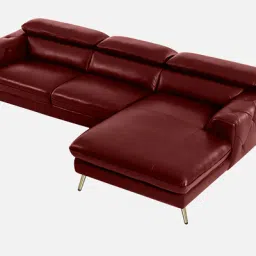 casacraft from pepperfry Ultra Leatherette LHS Sectional Sofa (2+ Lounger) in Dark Cherry Colour image 5
