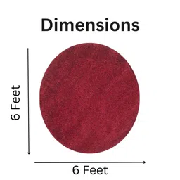 aaho decor Red Solid Polyester 6X6 Feet Machine Made Shaggy Round Carpet image 4